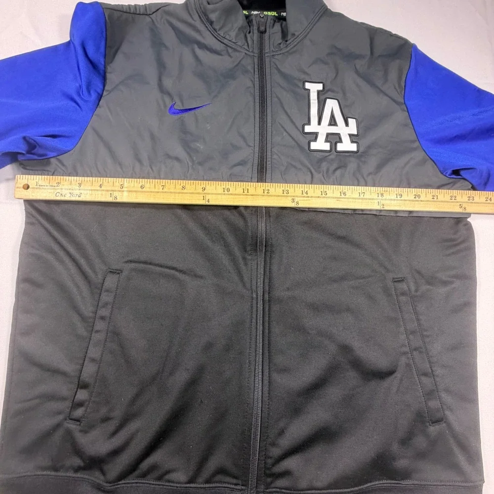 Nike BSBL Los Angeles Dodgers Full Zip Track Jacket Mens Large Grey Black Blue